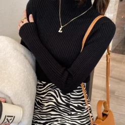 Alternative view of Knitted Turtleneck Sweater for Women with Long Sleeves in Simple Chic Style