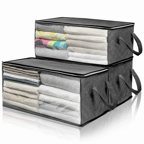 Alternative view of Large Capacity Foldable Clothes Storage Bag with Zipper Lid
