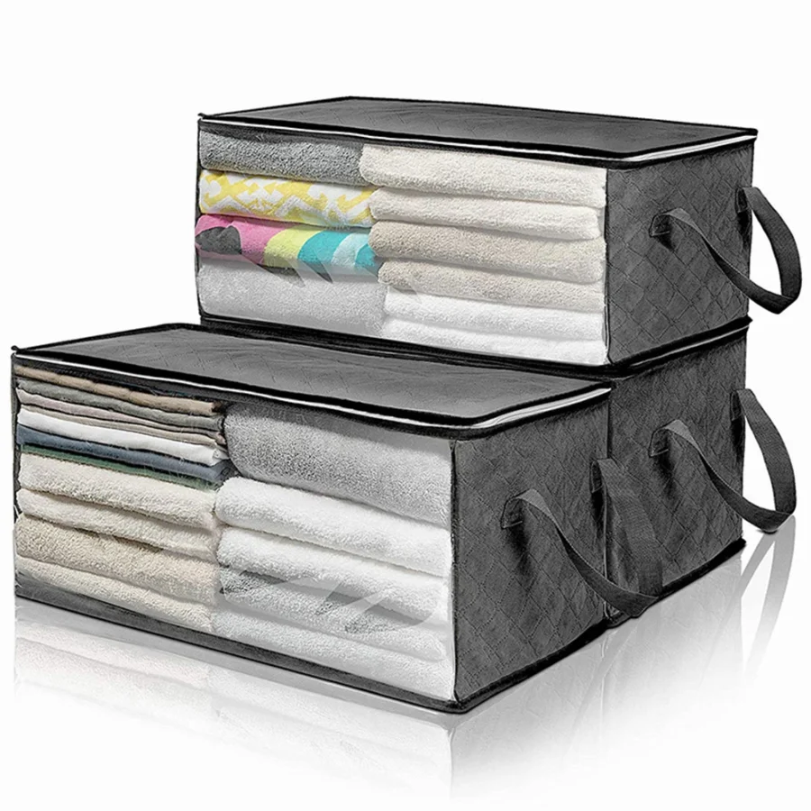 Large Capacity Foldable Clothes Storage Bag with Zipper Lid - Image 2