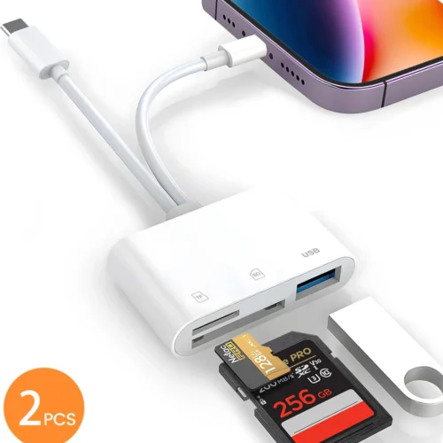 5-in-1 USB 3.0 Lightning Type C SD TF Card Reader Adapter for iPhone iPad MacBook Samsung Android Cameras Other Devices