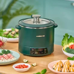 Alternative view of Smart Rice Cooker with Glass Inner Pot and Soup-Rice Separation Feature