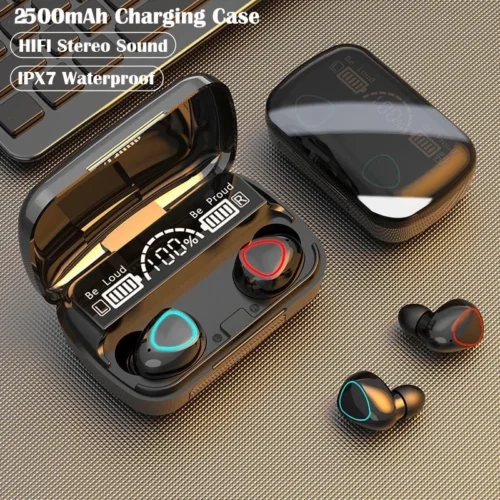 M10 TWS Wireless Earbuds - Waterproof, Bluetooth, 9D Stereo Sound with Charging Case
