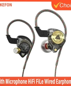 QKZ Wired Earphones with Microphone – HiFi Bass Headphones for Sports and Gaming