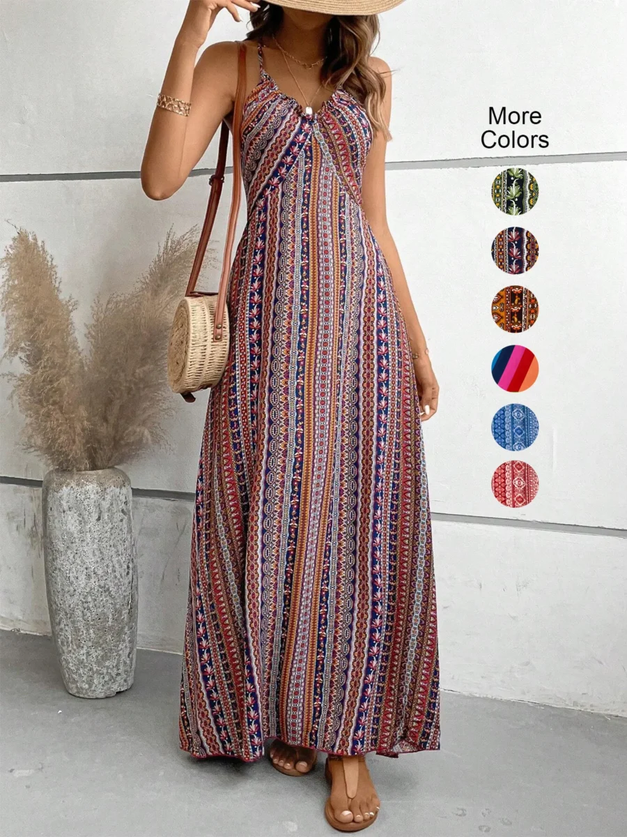 Boho Style Women's Backless Summer Dress with Side Split - Image 7