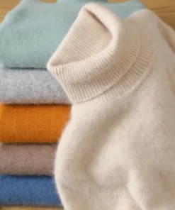 100% Merino Wool Cashmere Sweater Women Knitted Sweater Turtleneck Long Sleeve Pullovers Autumn Winter Clothing Warm Jumper Tops