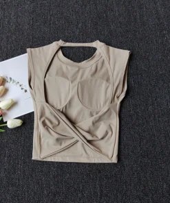 Alternative view of Sexy Short Yoga Top Backless Fixed Chest Pad Sports T-shirt Vest Women's Tight Quick Drying Slimming Yoga Suit Top Clothing