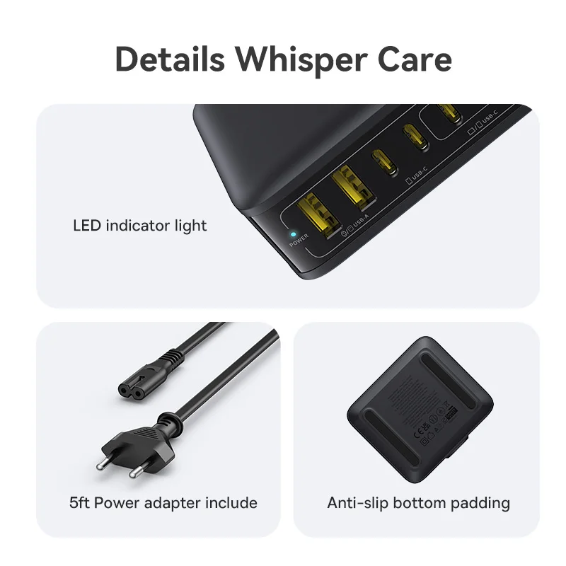 Baseus 120W Desktop Charger Laptop Fast Charger 6 in 1 Charger For iPhone 17 16 15 14 Pro Max Samsung iPad Quick Charger GaN - Image 5