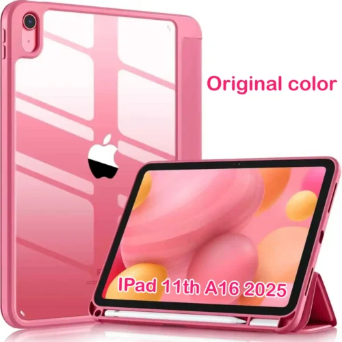 New Tablet Case for IPad (A16) 11inch 2025 10th Generation 10.9Inch Clear Back TPU Shockproof Protector Cover with Pencil Holder