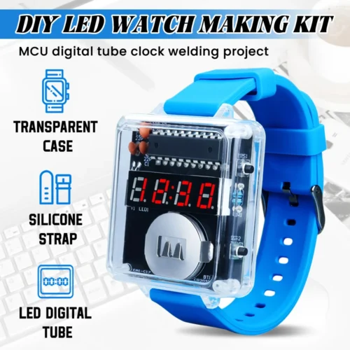 DIY Electronic Watch Kit LED Digital Tube Display Creative Soldering Project Transparent Case 3V DIY Kit Electronic