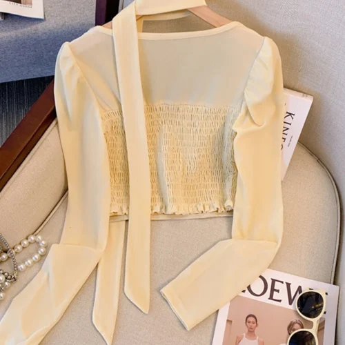 Alternative view of Women's Coffee Cropped T-shirt Harajuku Korean Y2k Tees Top Vintage 90s Aesthetic Long Sleeve T-shirts 2000s Clothes Autumn 2025