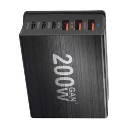 Alternative view of USB-C Fast Charging 200W 6-Port Hub Charger for Phones and Tablets, Portable Design