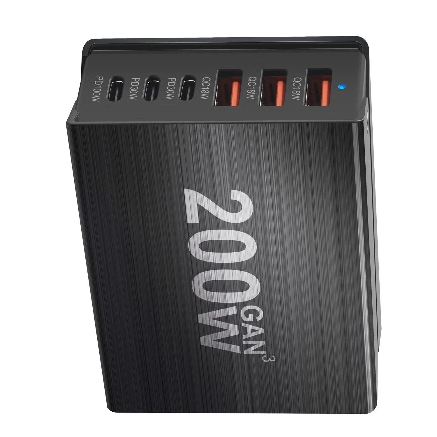 USB-C Fast Charging 200W 6-Port Hub Charger for Phones and Tablets, Portable Design - Image 2