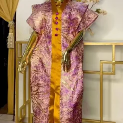 Alternative view of Dashiki African Maxi Dress for Women - Short Sleeve V-Neck with Autumn Style