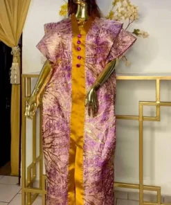 Alternative view of Dashiki African Maxi Dress for Women - Short Sleeve V-Neck, Autumn Fashion, Long Kaftan