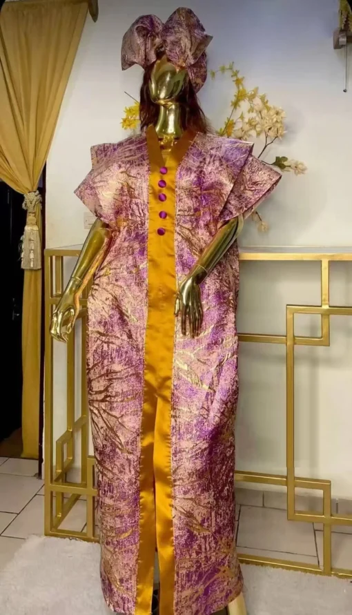 Dashiki African Maxi Dress for Women - Short Sleeve V-Neck with Autumn Style - Image 2