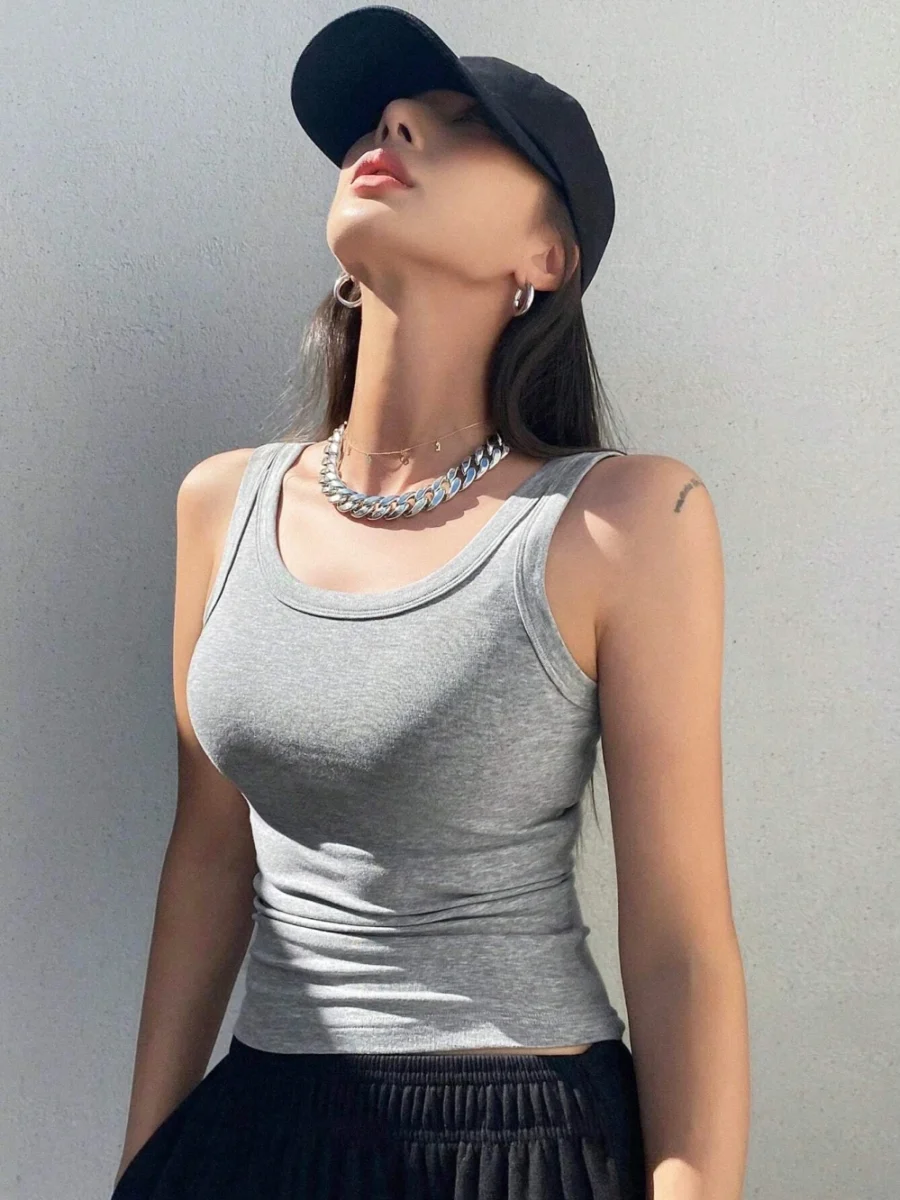 Camisole Tank Soft Top For Women Summer Outfits Tight And Sexy Tank Top Knitted Bottom Shirt And Sleeveless Top For Outerwear - Image 4