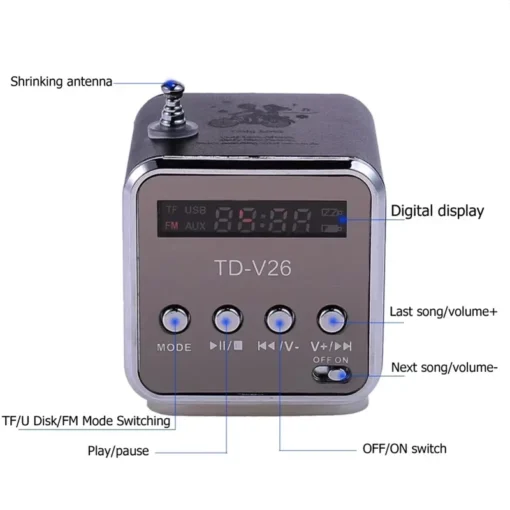 Portable Mini Bluetooth Speaker with FM Radio and AUX Input for Outdoor Use - Image 3