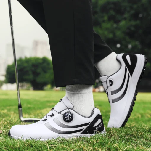 Golf Shoes for Outdoor Leisure Sports, Slip-resistant Walking Shoes for Men and Women, White 9 - Image 4