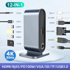 USB C Docking Station with 100W Power Delivery and HDMI Output for MacBook and USB C Devices