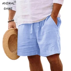 Cotton Lightweight Beach Shorts with Solid Color Design for Men