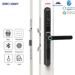 Slim Waterproof Smart Lock with Fingerprint and Password Access, Compatible with TTlock App and Alexa