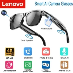 Alternative view of Lenovo 4K HD AI Smart Glasses with Multifunctional Camera and Bluetooth for Music and Translation