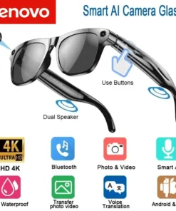 Alternative view of Lenovo 4K HD AI Smart Glasses 800w Pixel Multifunctional Camera Bluetooth Call Voice Assistant Music Player Smart Translation