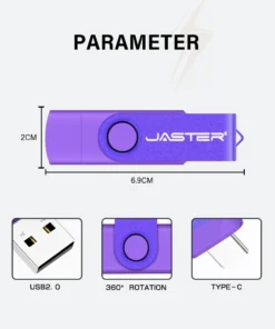 Alternative view of 128GB Type-C USB Flash Drive with Key Chain - Red and Blue