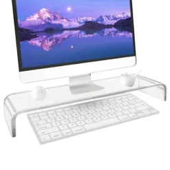 Acrylic Monitor Stand Riser with Clear Base for Computer Accessories and Home Office Use