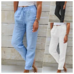 Loose Casual Trousers for Women - High Waist Cotton Linen Summer Pants