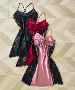 Alternative view of New style Women's Lace Splicing Nightdress Sexy Fashion Pajamas Simple And Comfortable Suitable For Parties And Home