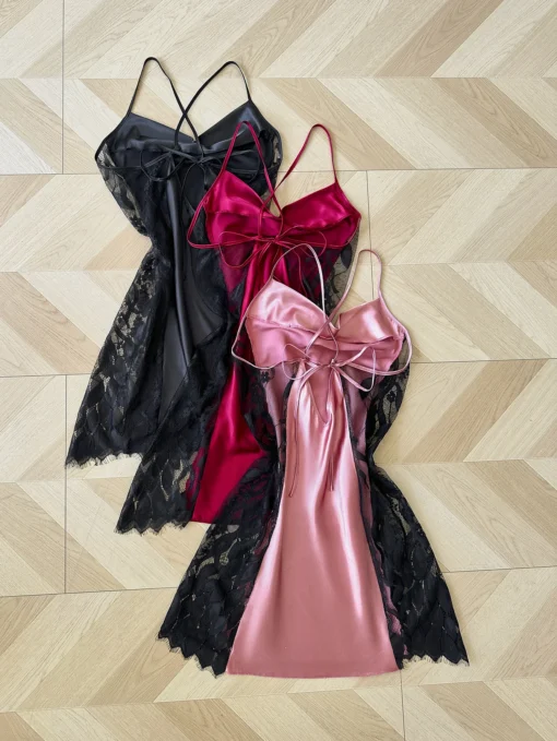 Lace Splicing Nightdress for Women - Sexy and Comfortable Pajamas for Home and Parties - Image 2