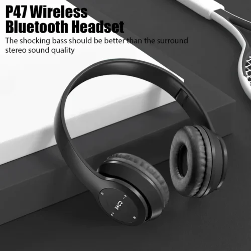 P47 Wireless Bluetooth Headphones with Microphone - Stereo Sound, Ideal for Sports and Gaming, Compatible with PC and Smartphone