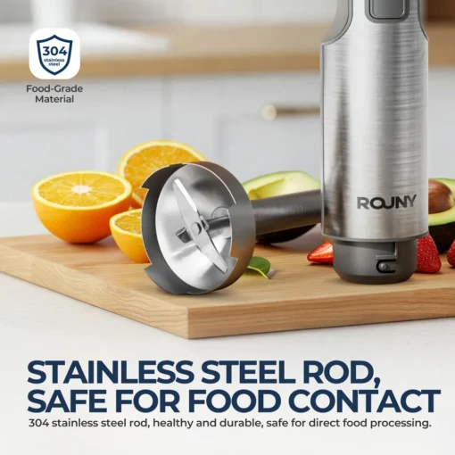 Stainless Steel Hand Blender with 1000W Power, Mixing Beaker, Processor, and Whisk - Image 3