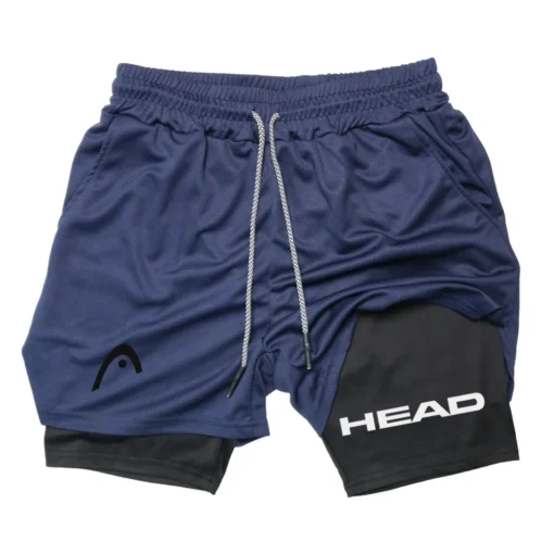2 in 1 Sports Running Shorts with Quick Dry Feature for Men Fitness Gym Training - Image 5