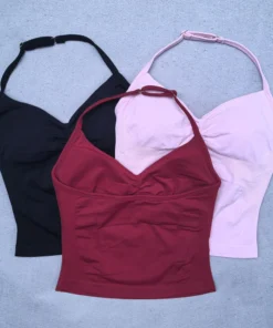 Alternative view of Adjustable Strappy Gym Top Backless Gym Clothes Women Scrunch Bra Removable Cups Yoga Tank Workout Outfits Tops Sports Vest