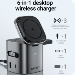 Alternative view of ACEFAST 6 in 1 Wireless Charging Station with 15W Magnetic Charging for iPhone 16 and 15