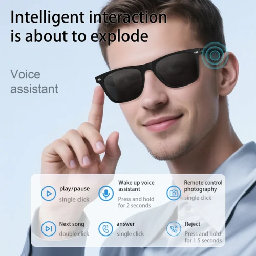 Alternative view of 2025 Smart Glasses AI Translation Camera Control Bluetooth Call Headphones Fashionable Sunglasses Intelligent Men Women Gifts