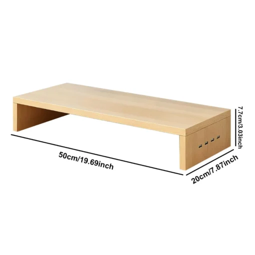 Monitor Stand Riser with Ventilation Shelf and 4 USB Ports for Office Use - Image 6