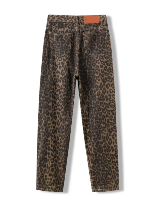 Leopard Print High Waisted Wide Leg Jeans for Women - Image 2