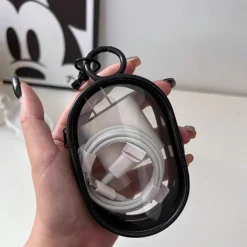 Colorful Transparent Earphone Case Protector with Keychain for Plush Doll Accessories