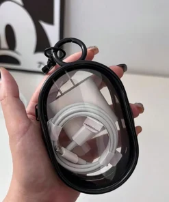 Earphone Case Colorful Transparent Protector 1/2Pcs Box Plush Dolls Outdoor Display Organizer Bag With Keychain Doll Accessories