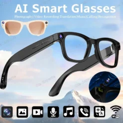 Smart AI Glasses with 800W Pixel Camera for HD Photo and Video, Voice Call, and Translation, Waterproof Design