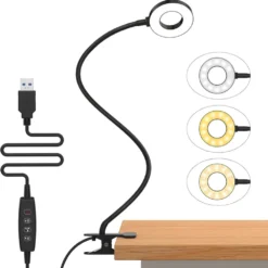 LED Desk Lamp with Clamp, 3 Color Modes and 10 Brightness Levels for Kids and Adults Reading