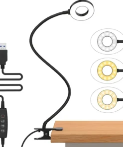 LED Reading Light with Clamp 3 Color & 10 Brightness Desk Lamp Flexible Gooseneck Book Lamp Kids Reading Night Light Book Light