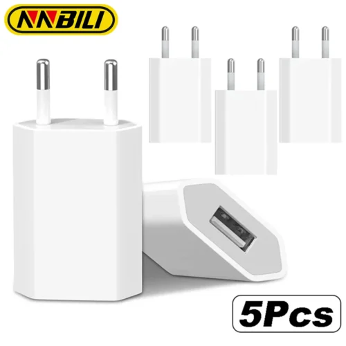 NNBILI 5V 1A EU Plug USB Phone Charger for iPhone, Samsung, Xiaomi, and Huawei
