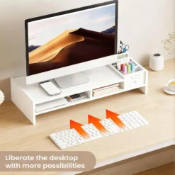 Computer Monitor Stand with 2-Tier Design and 4.3 Inch Height for Home Office Use