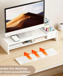 Computer Monitor Stand For Desk 2-Tier Desk Shelf 4.3 Inch Height Monitor Riser With Storage Organizer For Home Laptop PC TV