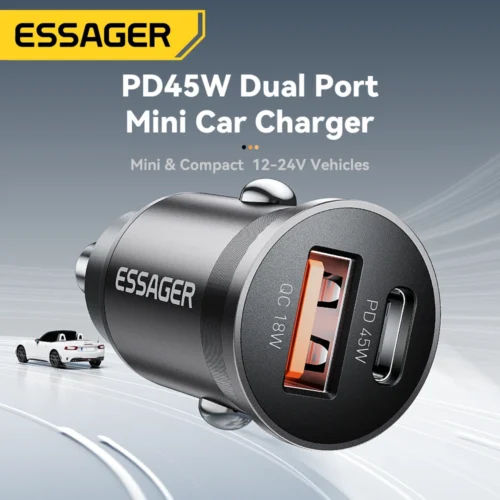 Alternative view of Essager 45W Car Charger Fast Charging Dual Port PD QC3.0 Type-C Quick Charger for iPhone 16 15 14 Samsung Xiaomi Huawei Oppo