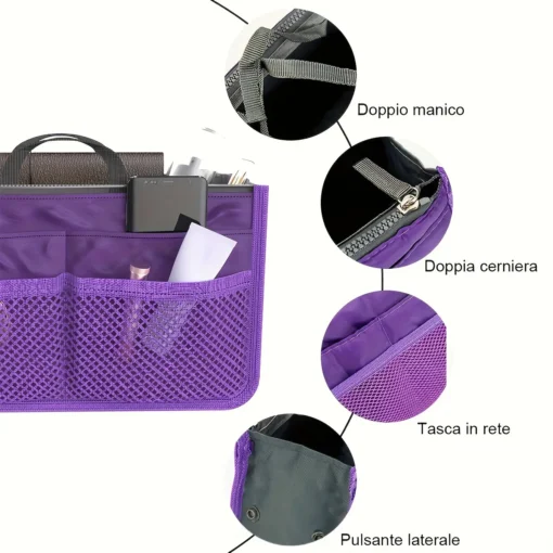 Bi-Fold Storage Bag with Double Zipper for Makeup and Toiletries, Large Capacity - Image 4